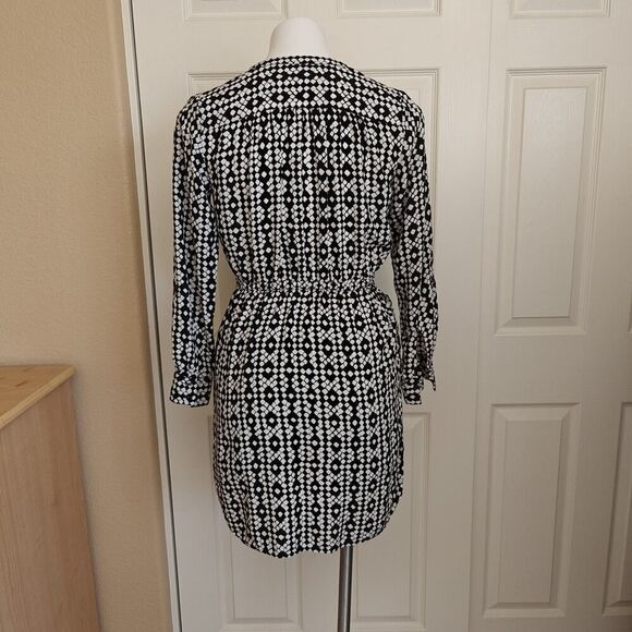 Ann Taylor LOFT diamond print tie waist shirt dress sz SP - Picture 5 of 10